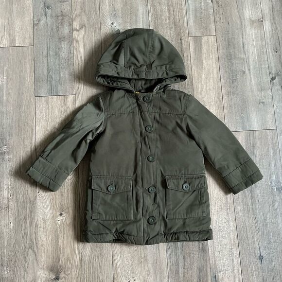 GAP Olive Green Water Resistant Parka Coat Jacket Size 4 - Picture 1 of 6